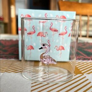 Glass Tumbler With Glass Flamingo Inside NEW In Gift Box by Evergreen